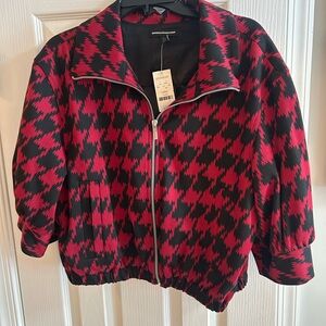 Express Red and Black Houndstooth Jacket